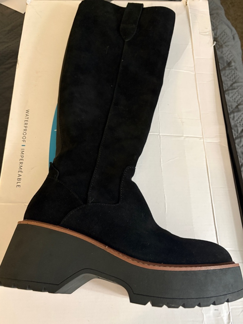 Black Suede Over-the-Knee Platform Boots